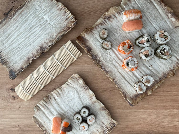 Kwadratowy talerz sushi 30 cm Moku Topaz KERA CERAMIKA
