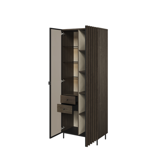 PIEMONTE PE-02 - witryna 1d1w2s z oświetleniem - jesion portland/czarny