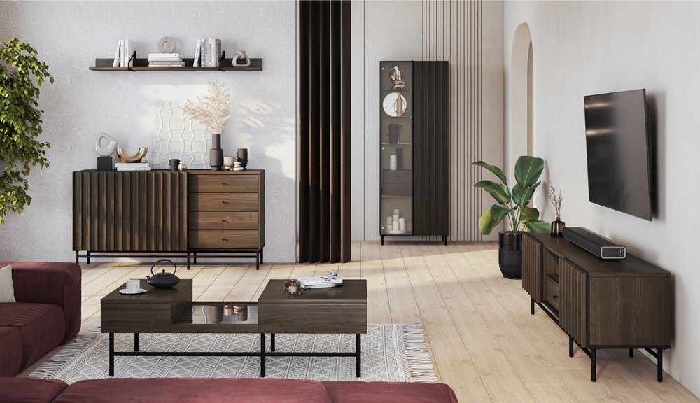 PIEMONTE PE-04 - półka wisząca - jesion portland/czarny