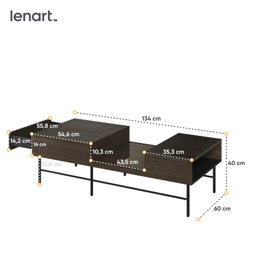 PIEMONTE PE-08 - stolik 1s - jesion portland/czarny