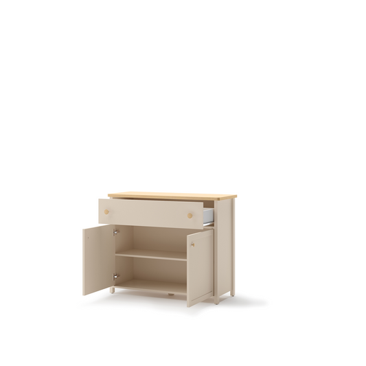STORY SO-05 - komoda 2d1s - beż piaskowy/dąb vincenza bielona