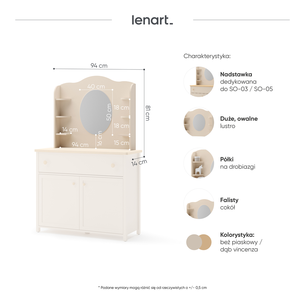 STORY SO-06 - toaletka - beż piaskowy/dąb vincenza bielona