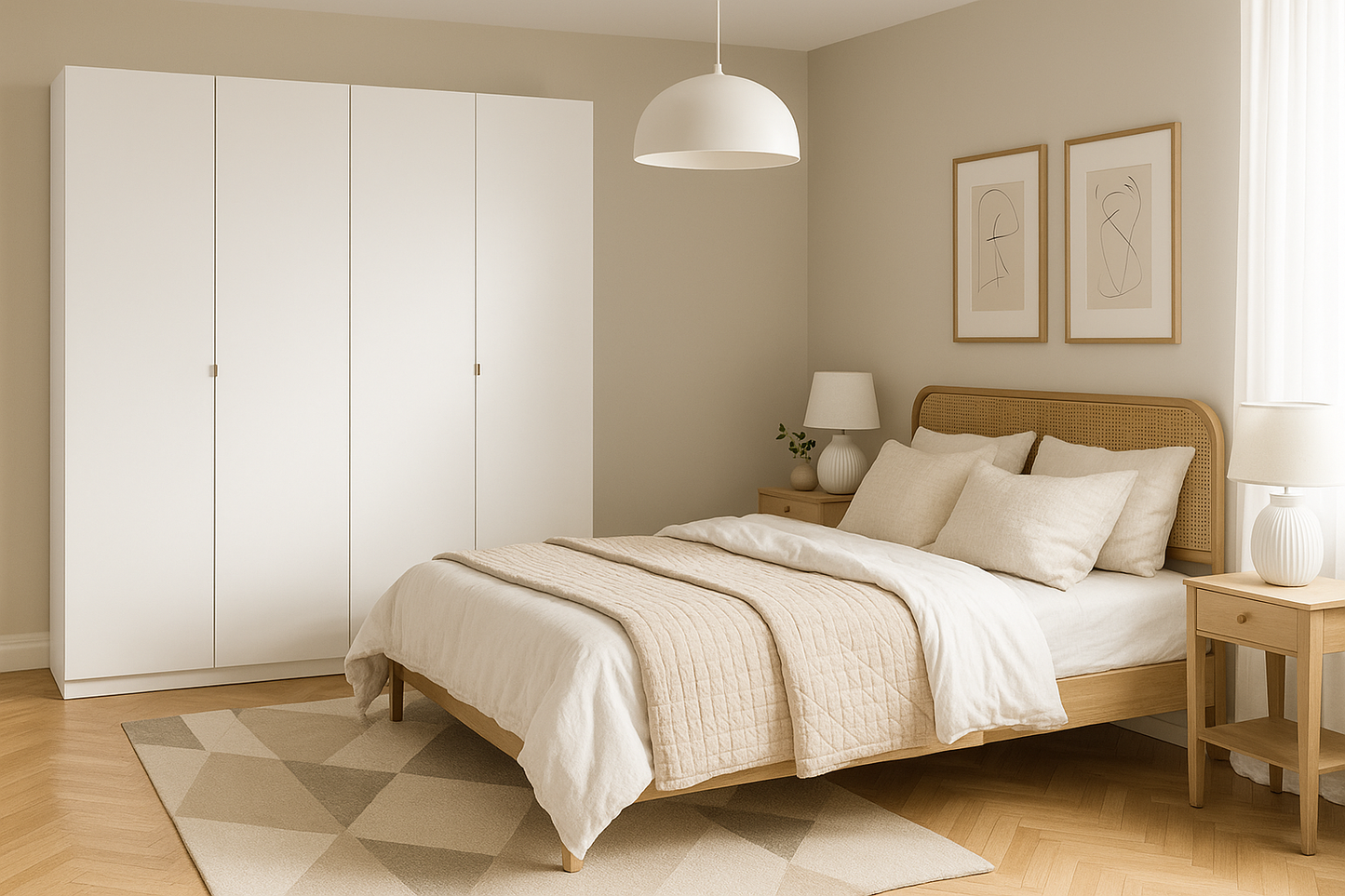 Szafa LYNE czterodrzwiowa Biała / Złoto