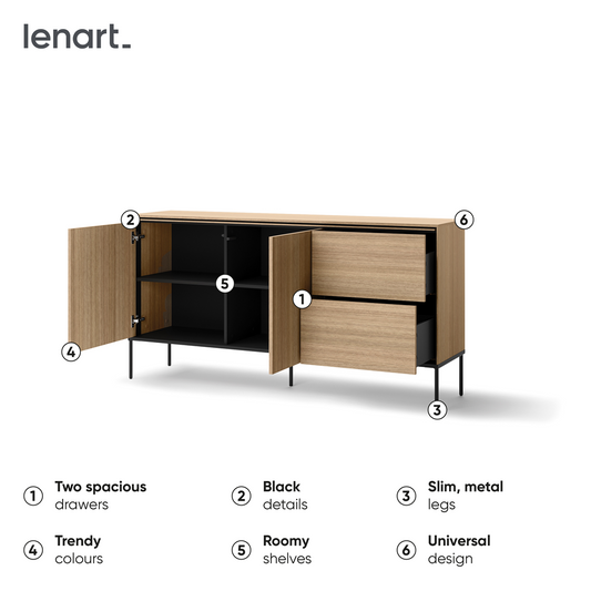 VISSO VI-04 - komoda 2d2s - dąb linearny