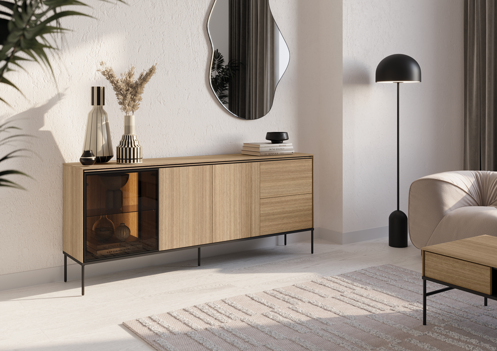 VISSO VI-06 - komoda 2d1w2s z oświetleniem - dąb linearny