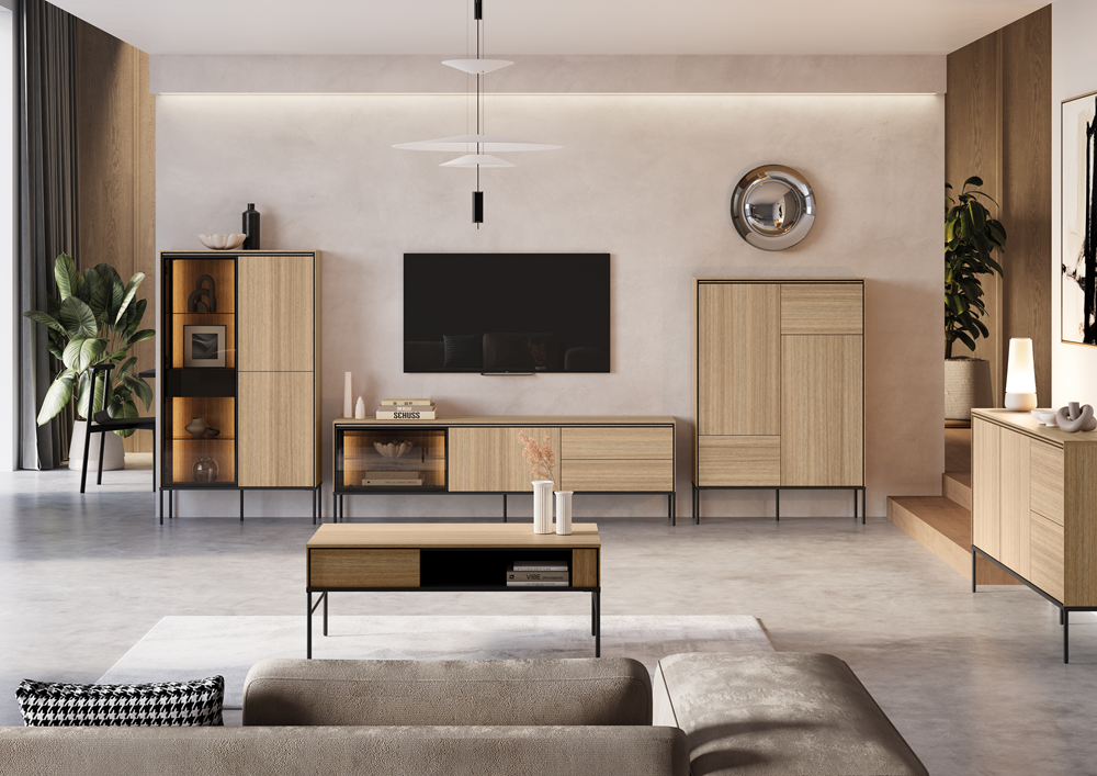 VISSO VI-07 - rtv 1d1w2s 167 z oświetleniem - dąb linearny