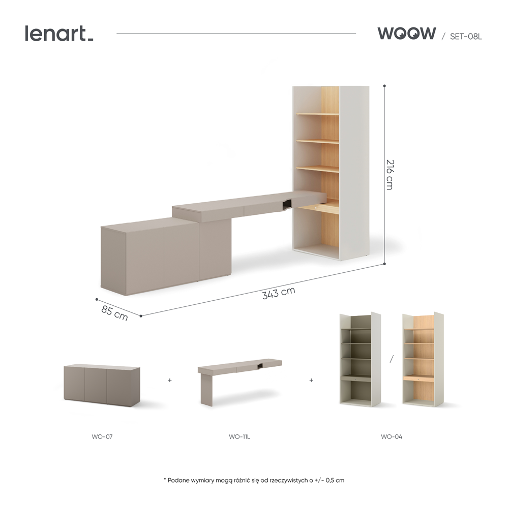Zestaw mebli WOOW SET-08L (WO-11L,04,07 vincenza bielona)