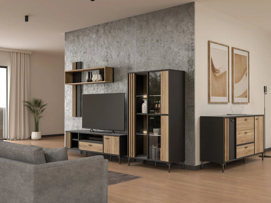 Szafka RTV Joakimis nowoczesna lamele