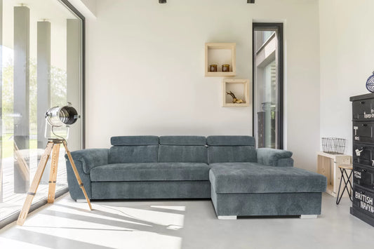 Narożnik Baleno lewy regulacja zagłówków szary