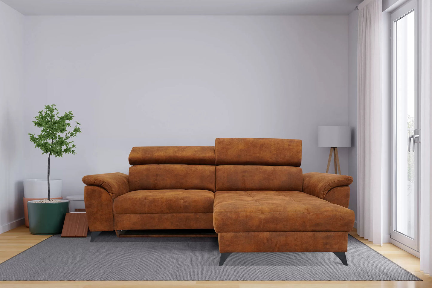 Narożnik Rusto prawy rozkładany rudy