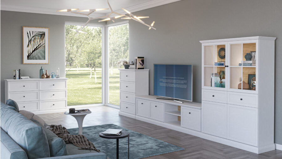 Komoda Lucca White K3D3S klasyczna biała opal