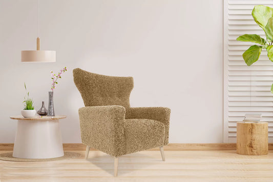 Fotel Vila ciemny beżowy boucle