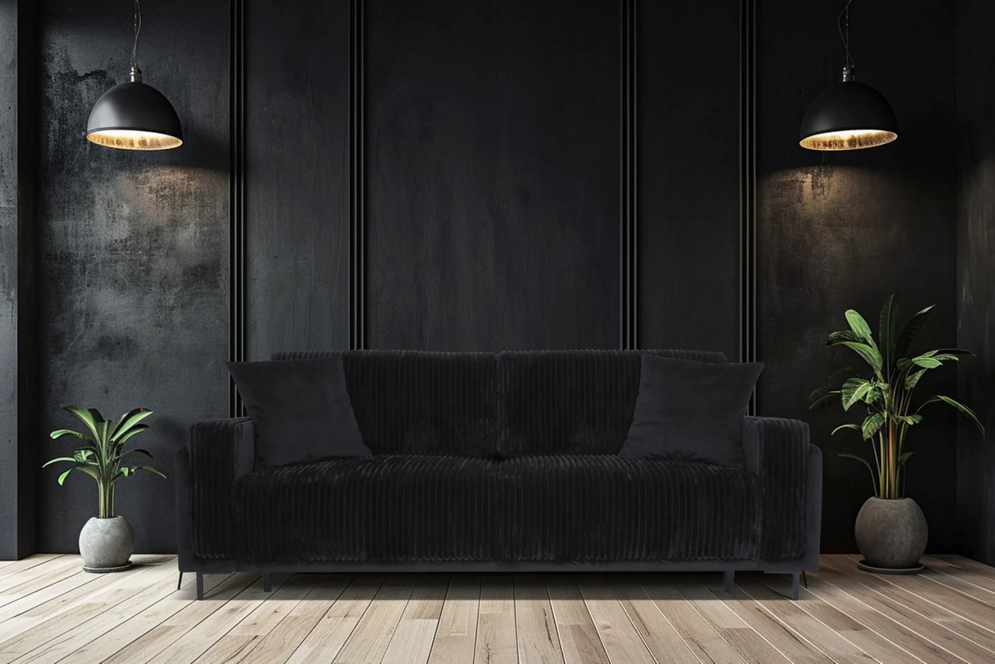 Sofa Arosa sztruks velvet miękka czarna