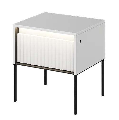 Stolik nocny Trend frezowany nowoczesny biały