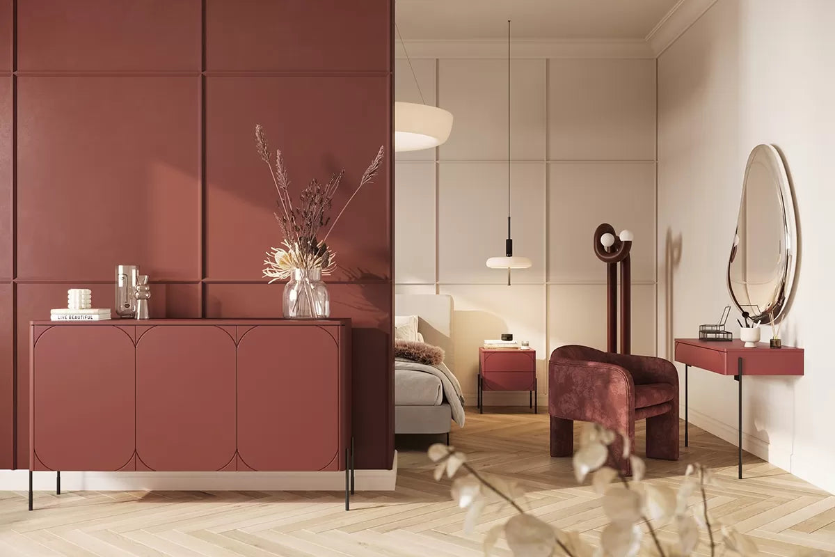 Komoda Sonatia burgund nogi metalowe