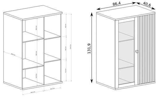 Witryna Cali oszklona lamele nowoczesna