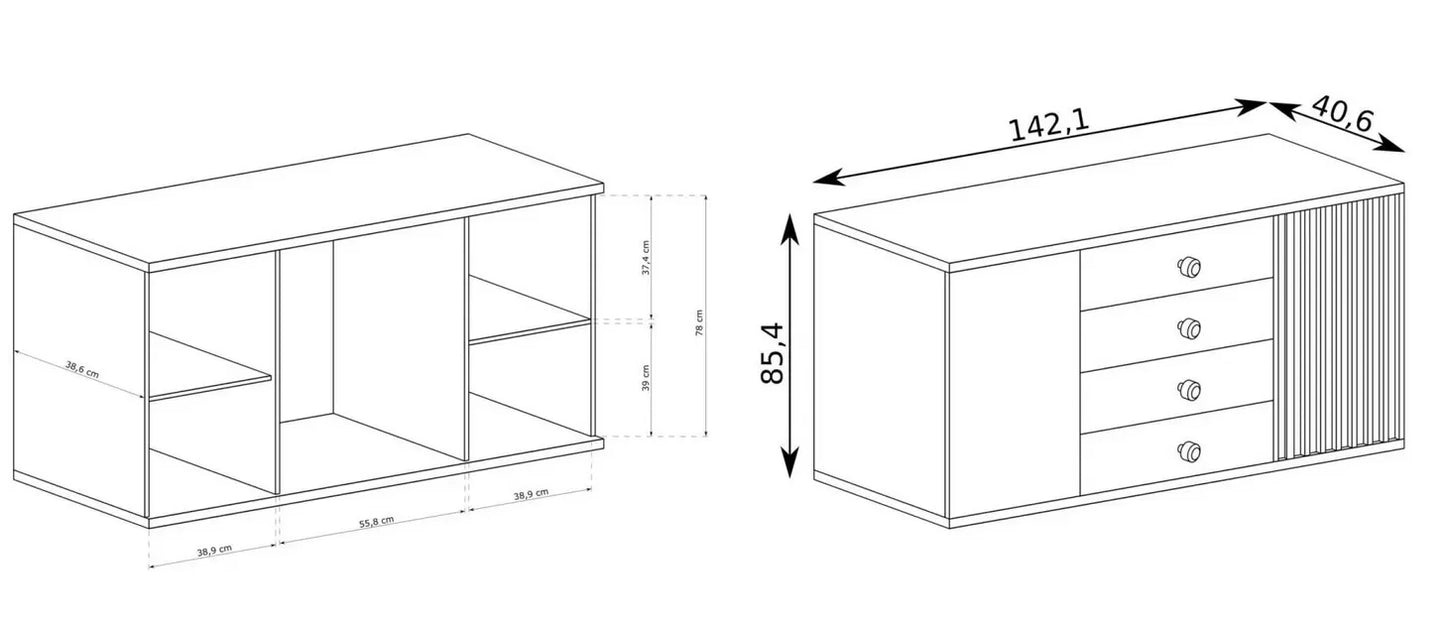 Komoda Cali duża lamele czarne