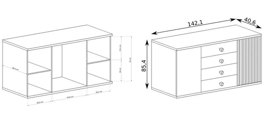 Komoda Cali duża lamele czarne