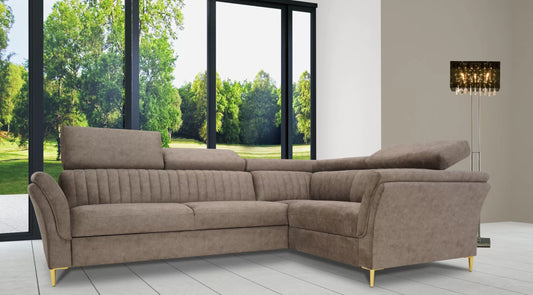 Narożnik Lecto prawy nowoczesny ruchome zagłówki beż