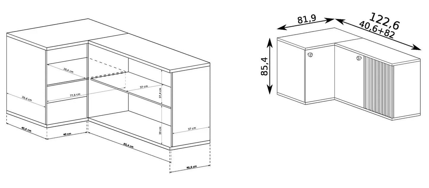 Komoda narożna Cali lamele