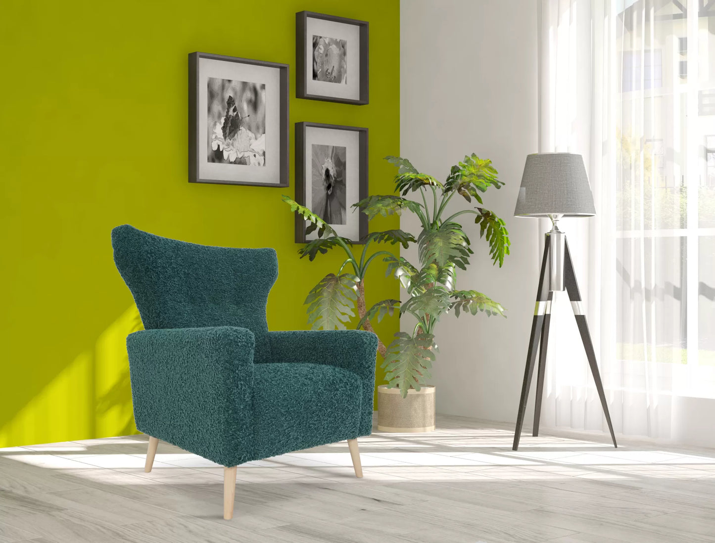 Fotel Vila boucle turkusowy