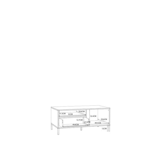 Stolik kawowy Salvatrice złoto szuflada beż piaskowy