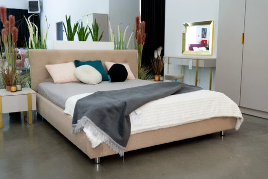 Łóżko Boucle 160 beżowe nowoczesne