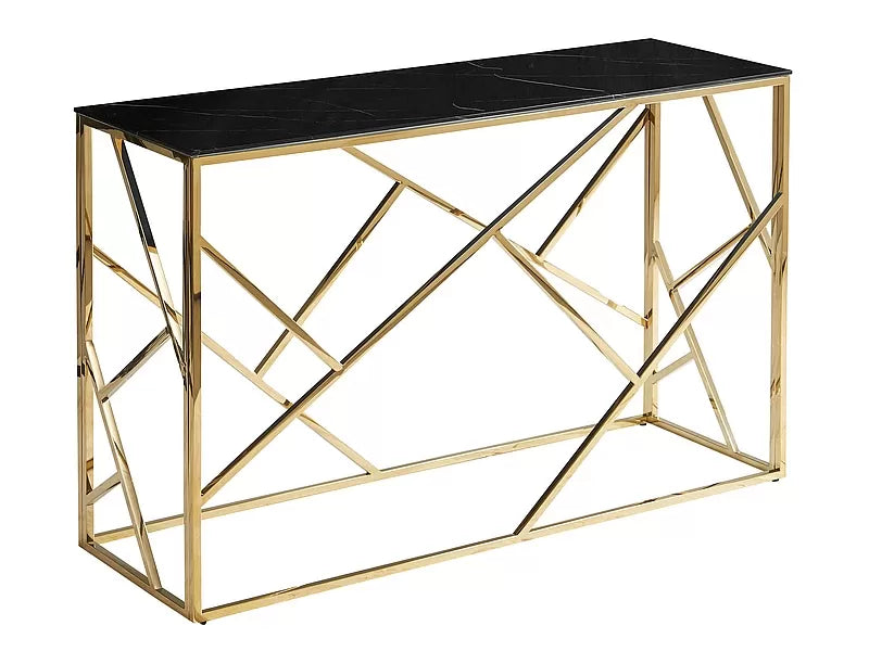 Konsola Vilo czarna efekt marmuru złota