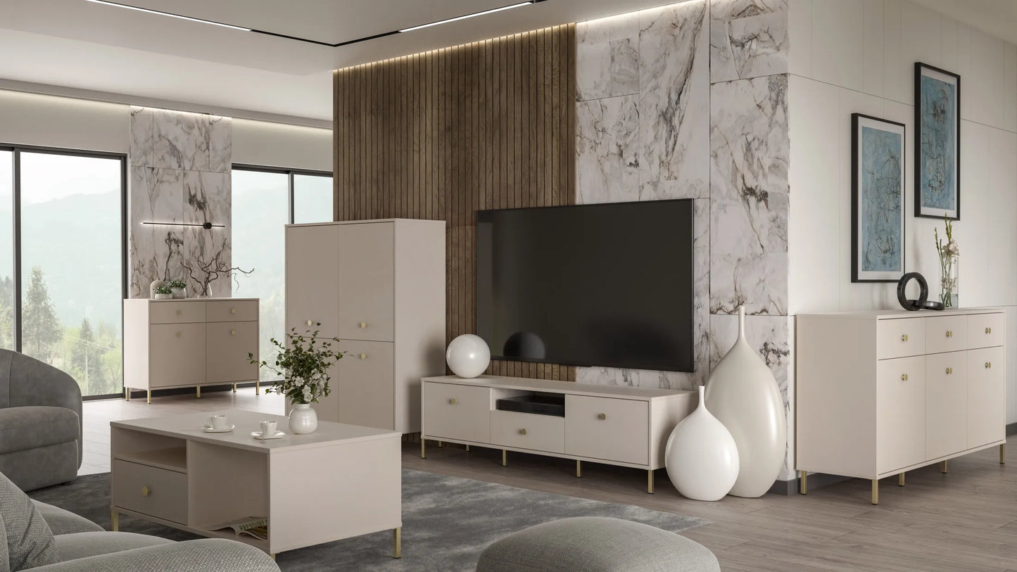 Szafka RTV Salvatrice złoto beż piaskowy