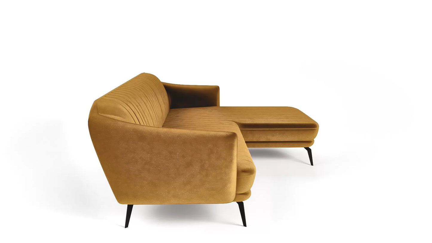 Narożnik Flori prawy musztardowy metalowe nogi