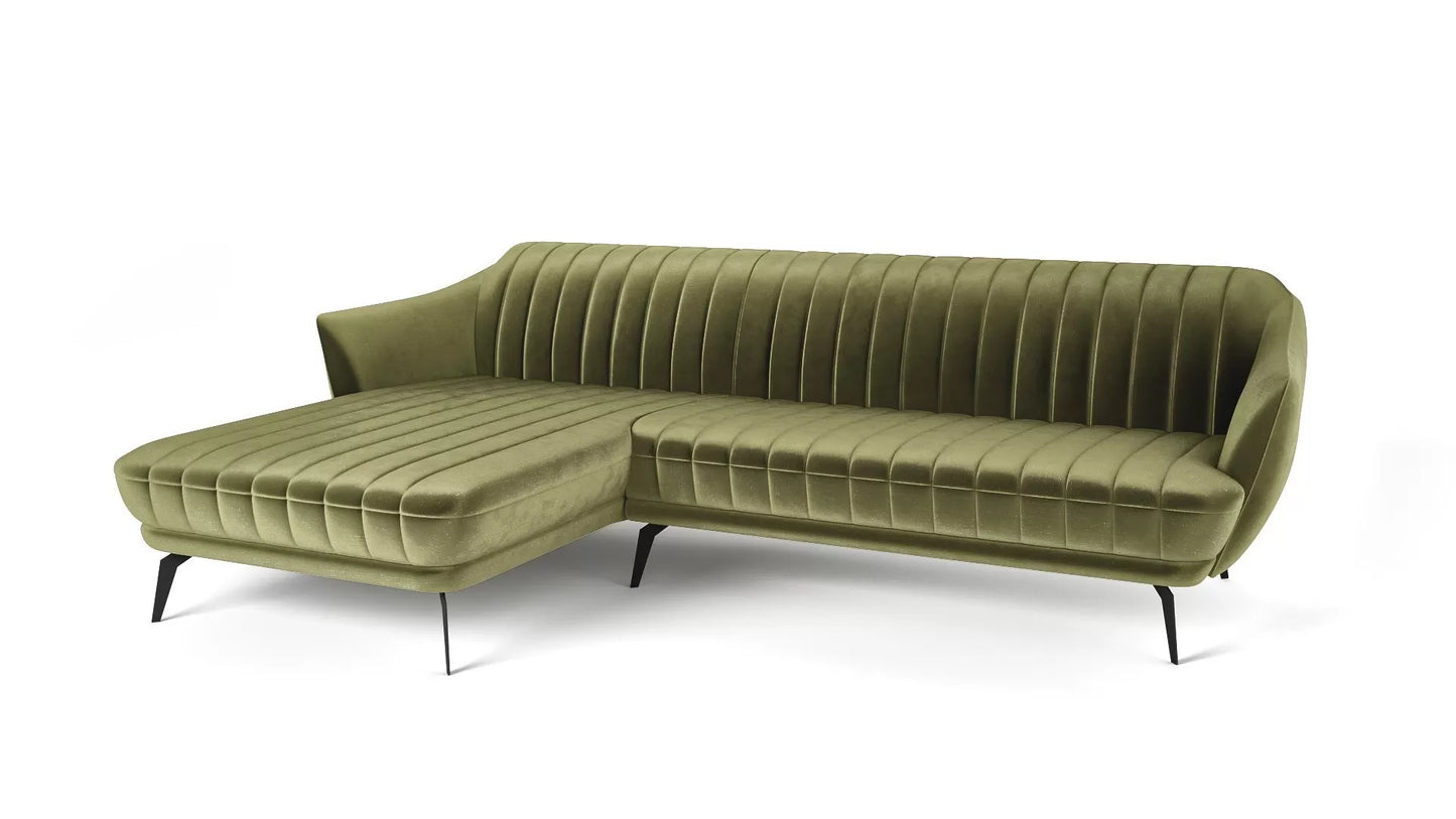 Narożnik Flori lewy oliwkowy metalowe nogi