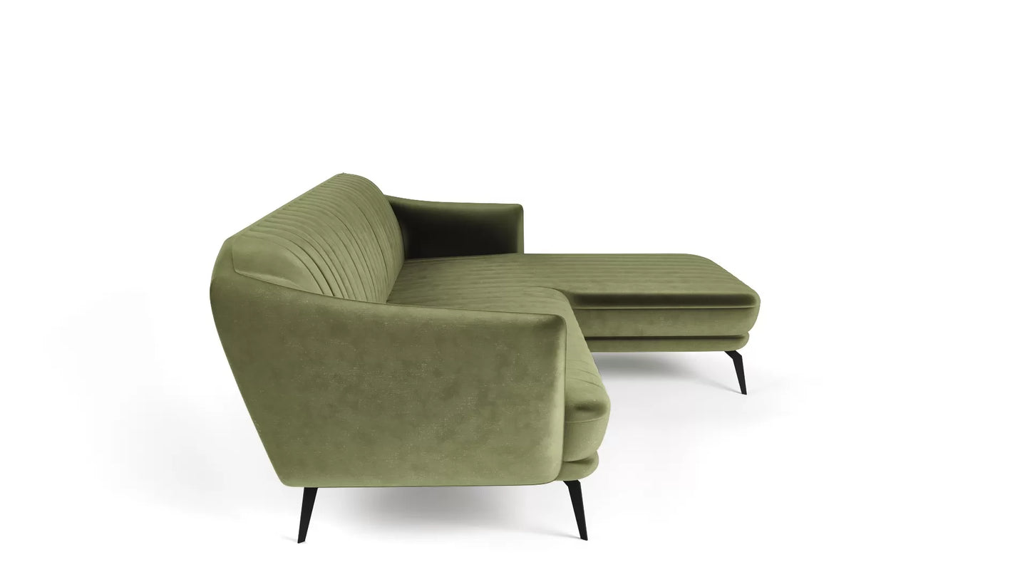 Narożnik Flori prawy oliwkowy metalowe nogi