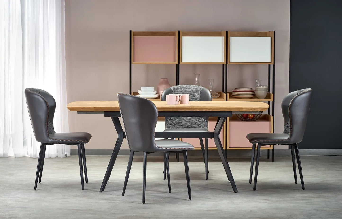 Stół Gustavo dąb złoty rozkładany metalowy stelaż