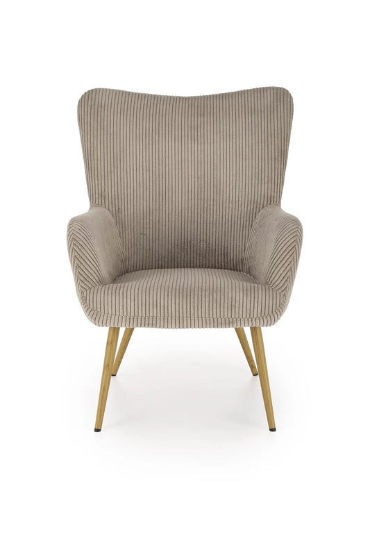 Fotel Amaro popielaty sztruks nóżki drewniane