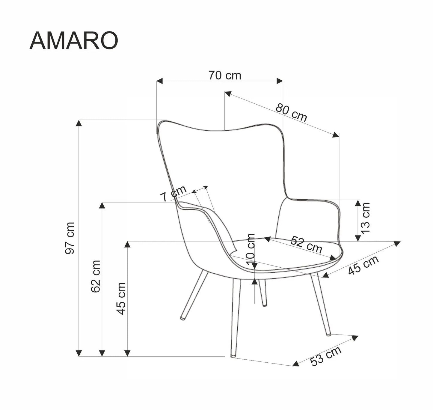 Fotel Amaro popielaty sztruks nóżki drewniane