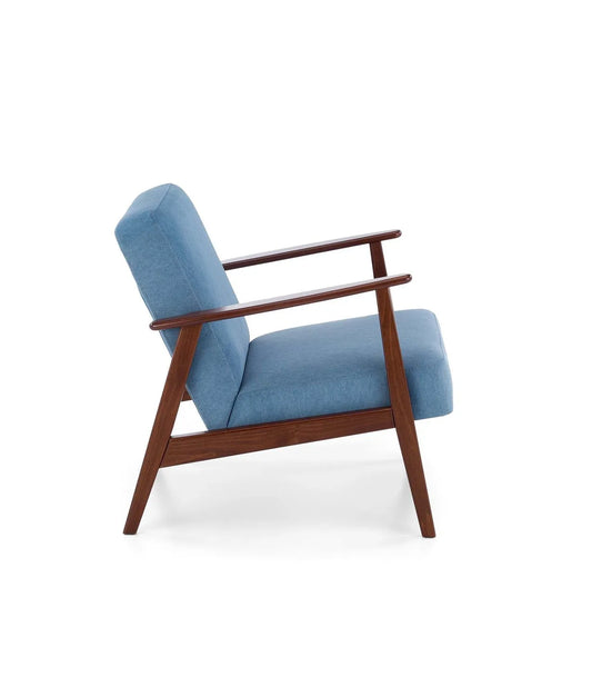 Fotel Milano niebieski drewno bukowe