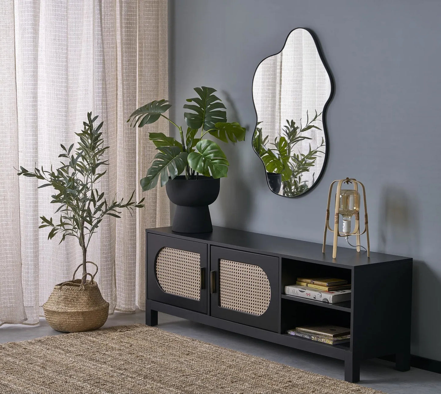 Lustro Essent czarna rama nowoczesne