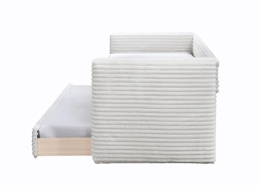 Łóżko Alabama rozsuwane młodzieżowe gruby sztruks kremowe