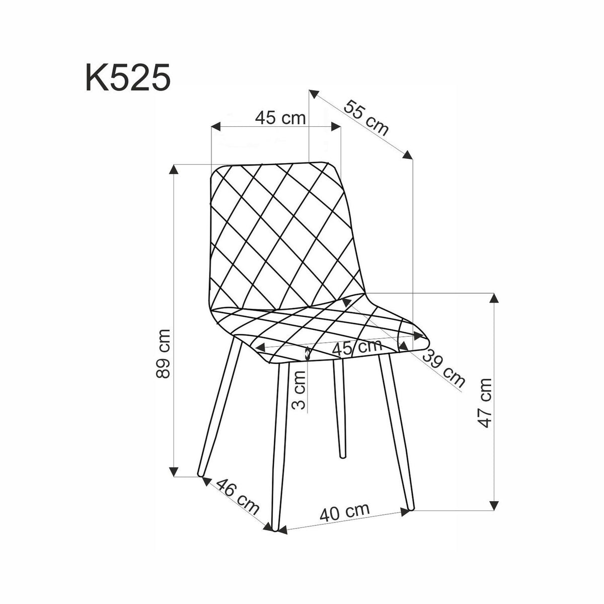 Krzesło K525 zielone/metalowe