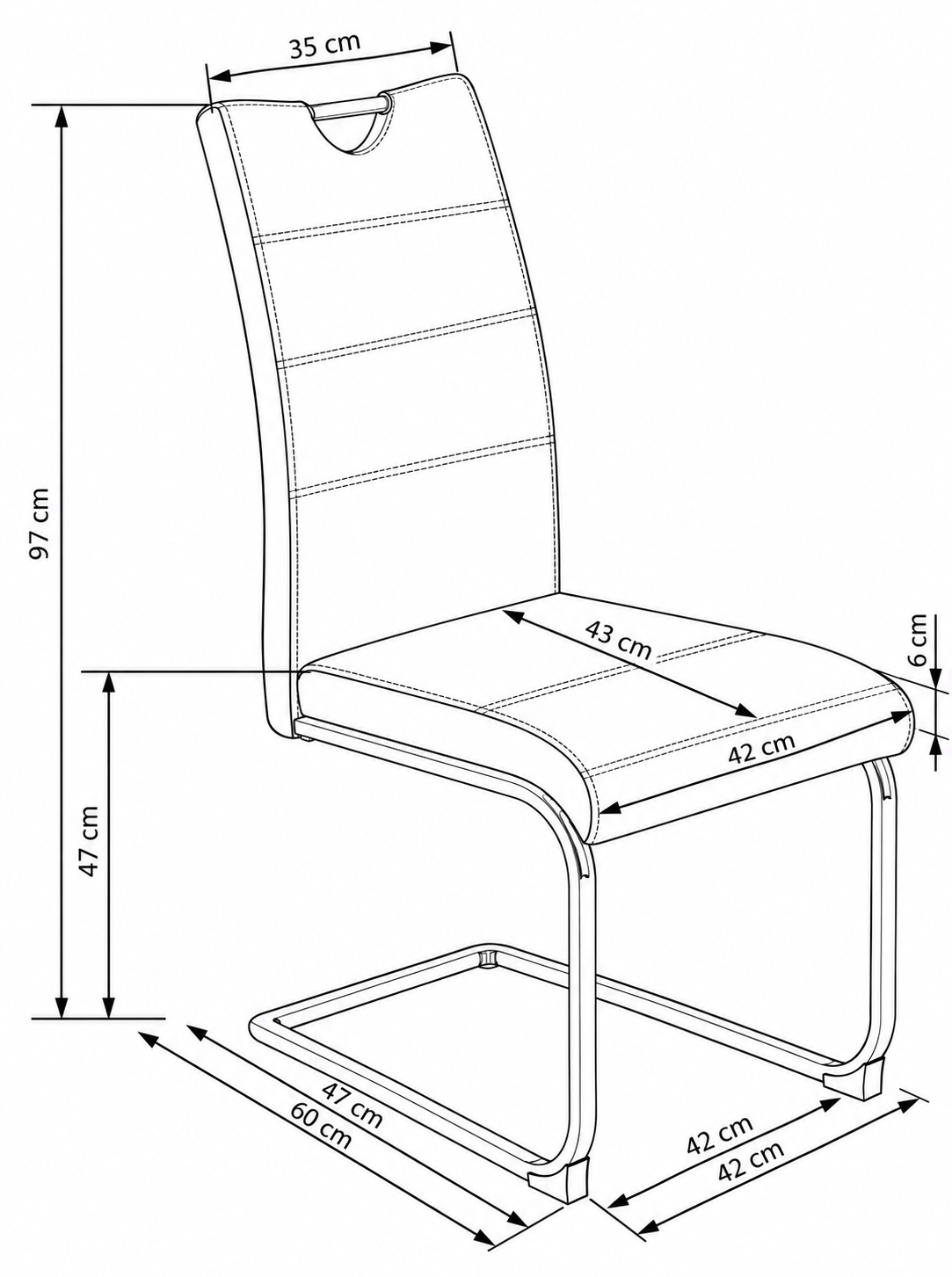 Krzesło K211 białe/metalowe