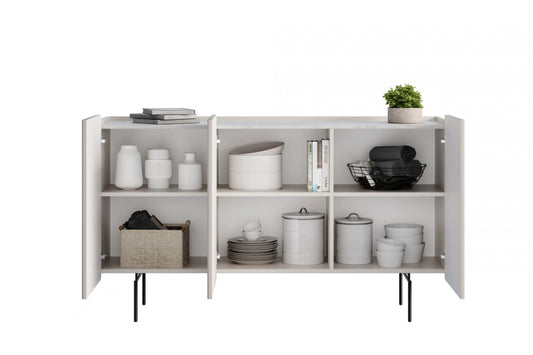 Komoda Malmi 150 trzydrzwiowa cashmere czarne nogi