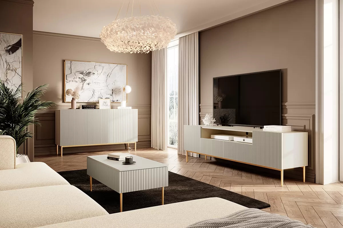 Komoda Nicole frez cashmere złoto