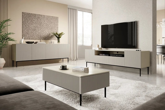 Komoda Nicole duża cashmere czarne nóżki ryfla