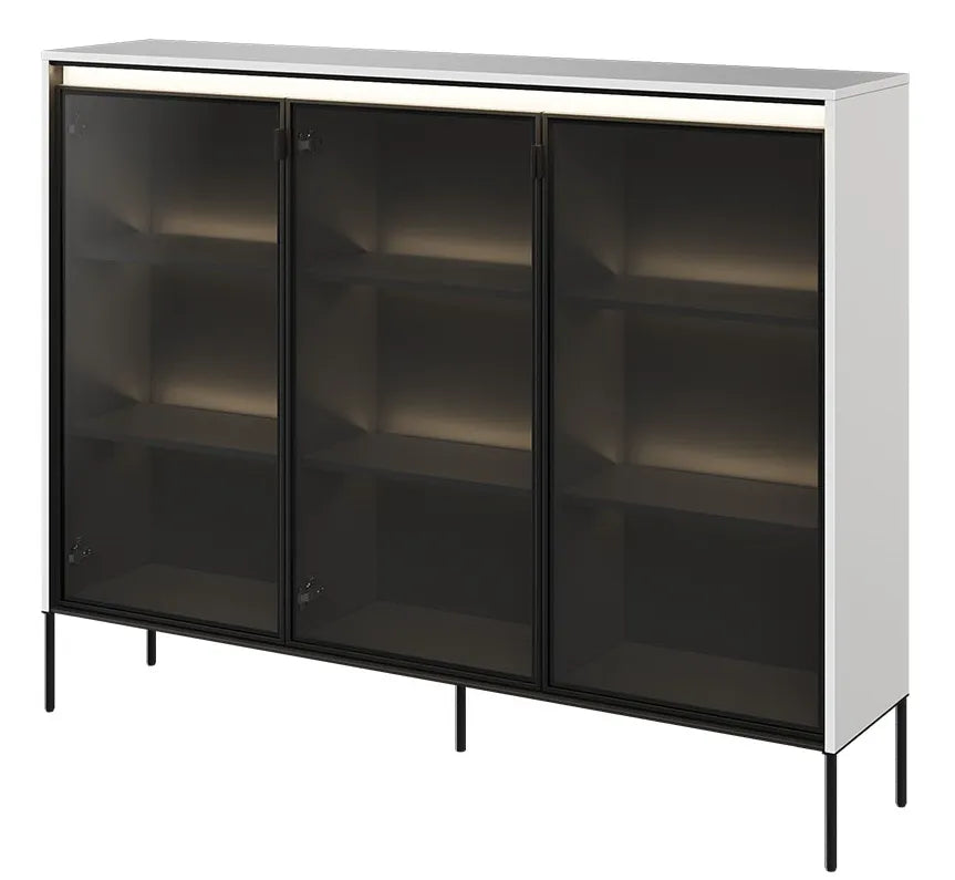 Witryna Trend oszklona metalowe nogi biała