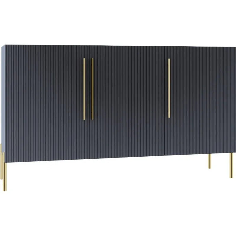 Komoda Sersey czarny mat złoto frezowana MDF