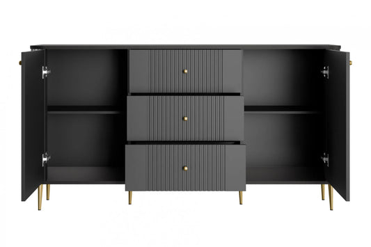 Komoda Vesper 160 czarna złote nogi