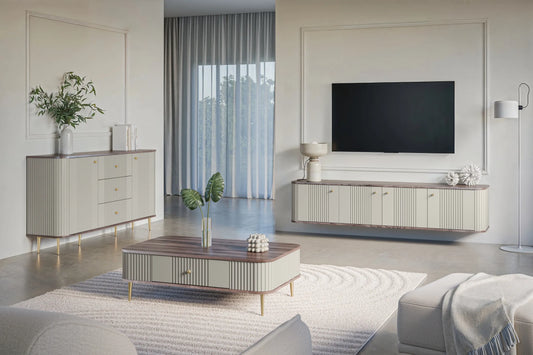 Stolik kawowy Vesper orzech kaszmir złote nóżki