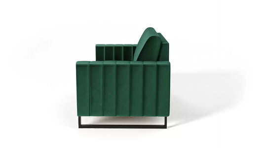 Sofa LOFT 2os. zielona metalowe nogi