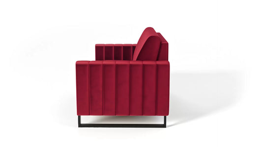 Sofa LOFT 2os. metalowe nogi czerwona