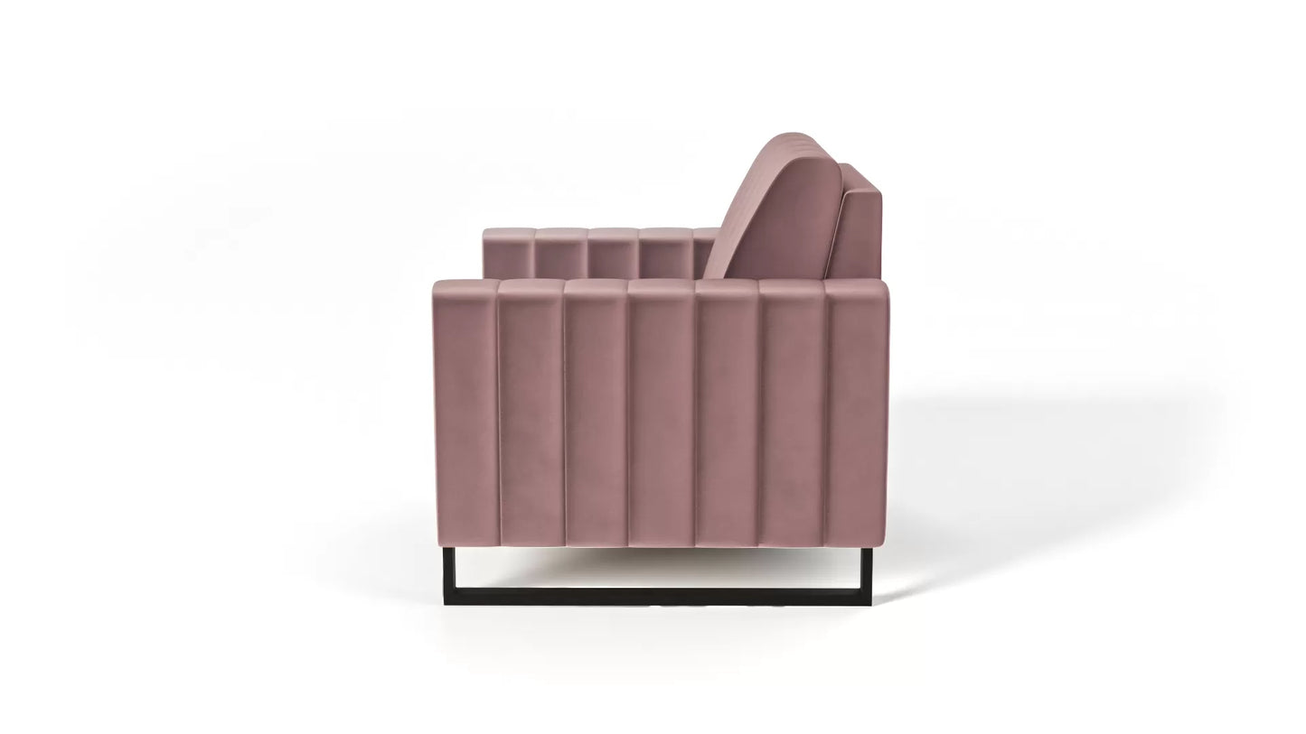 Fotel LOFT velvet czarne nogi pudrowy róż